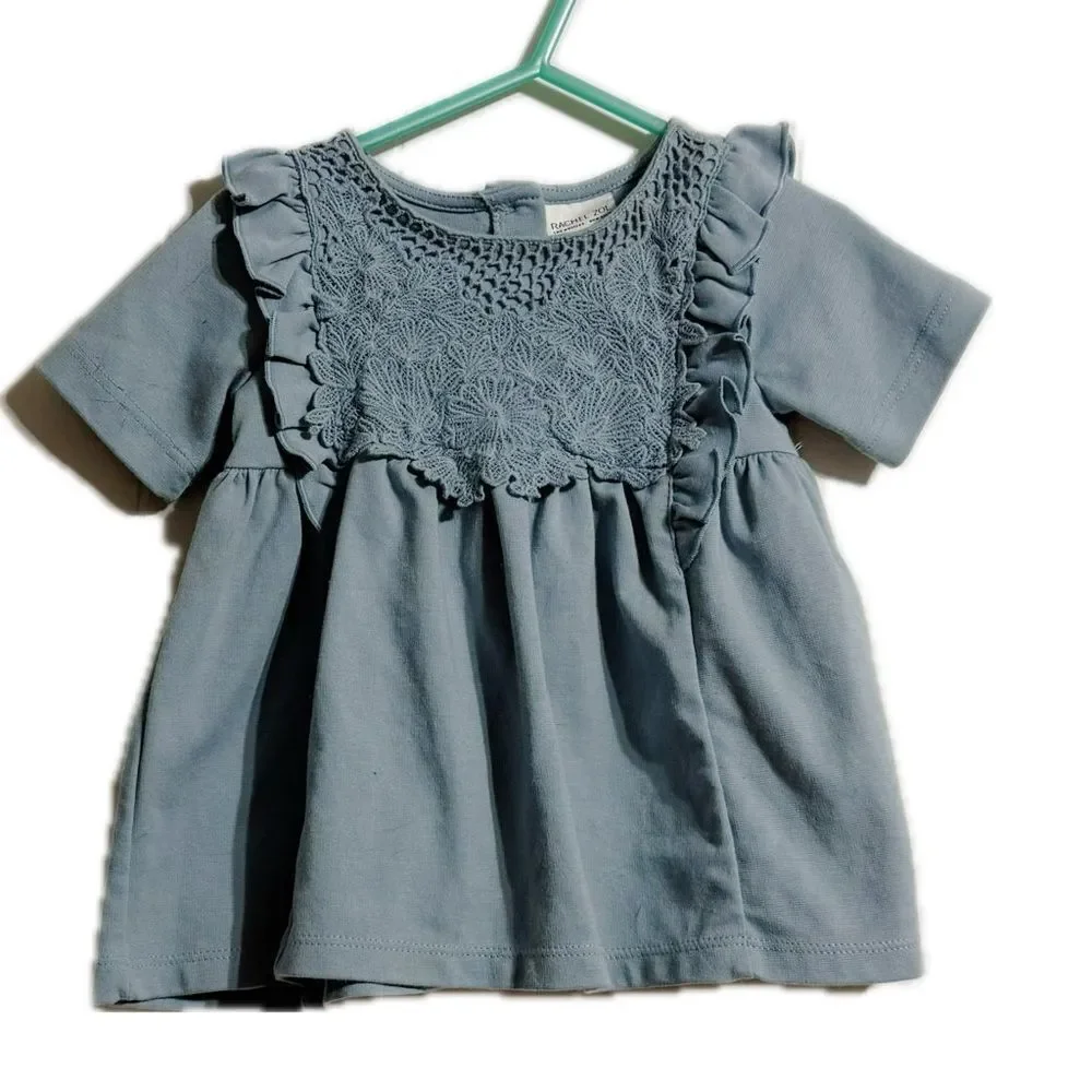 Rachel Zoe Blue Dress with Lace‎ and Ruffles